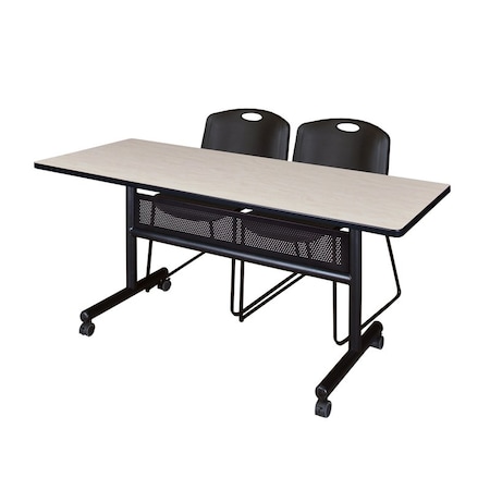 Kobe Rectangle FlipTop Table, 60" W, 29" H, Laminate Top, Maple MKFTM6024PL44BK